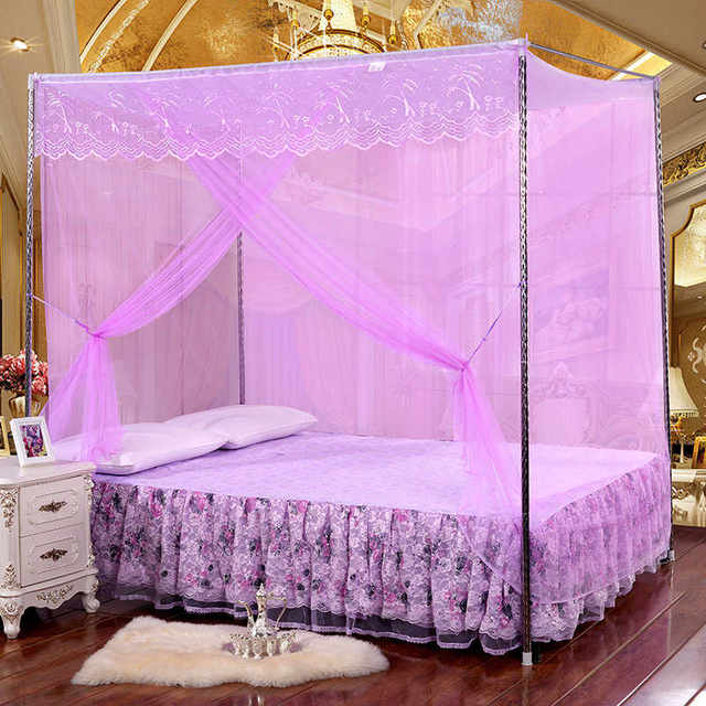 Mosquito net 1.2 meters 1.5m 1.8 bed single double door household stainless steel bracket floor-standing thickened and old-fashioned