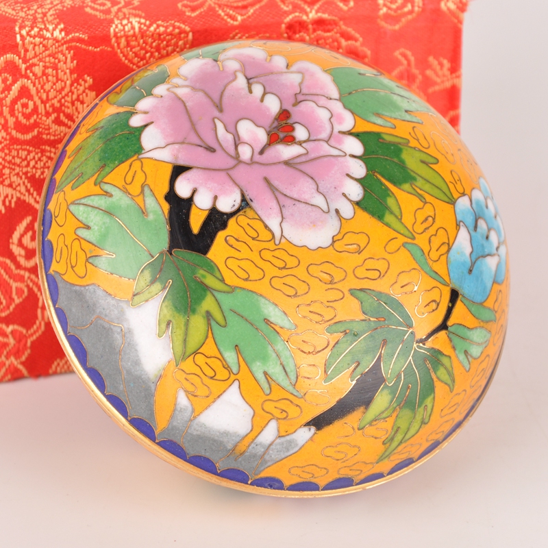 Jingtai Blue Fugui Powder Box Storage First Decorated Box Copper Tire Pure Handmade Pinch Enamel Beijing Non JE82