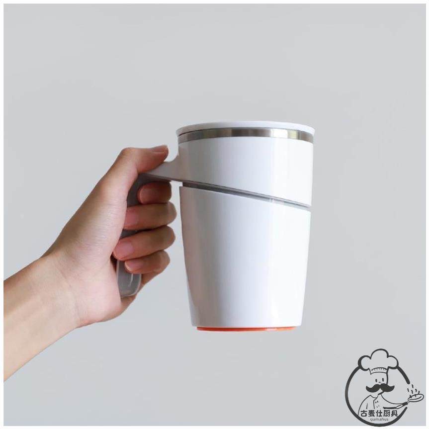 Stainless Steel Insulated Cup with Inner Plastic and Outer Steel Band Handle, Creative Office Anti-Tip Magic Suction Cup That Won'T Fall over
