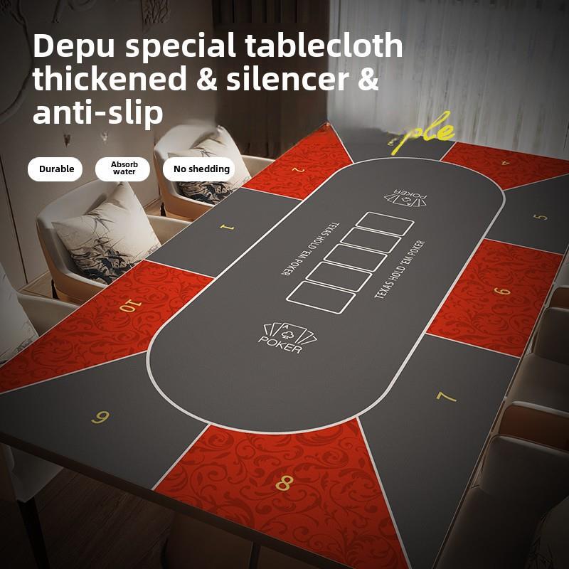 Rectangular Texas Hold'Em Poker Table Mat, Poker Tablecloth Mat for Playing Cards, Thickened Tabletop Red and Green Tablecloth, Non-Slip