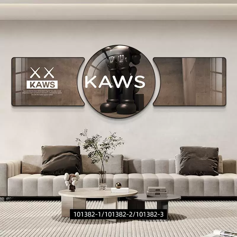 [ гостиная декоративная картина KAWS роскошь стиль диванная фон является современная минималистичная тройной набор]