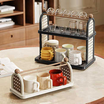 Cup storage rack household cup rack multi-layer countertop water cup tea cup kitchen medieval drain rack coffee rack