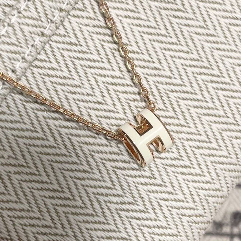[9.9 New] Hermès Mini White Pop H Necklace Genuine Women's Clavicle Chain