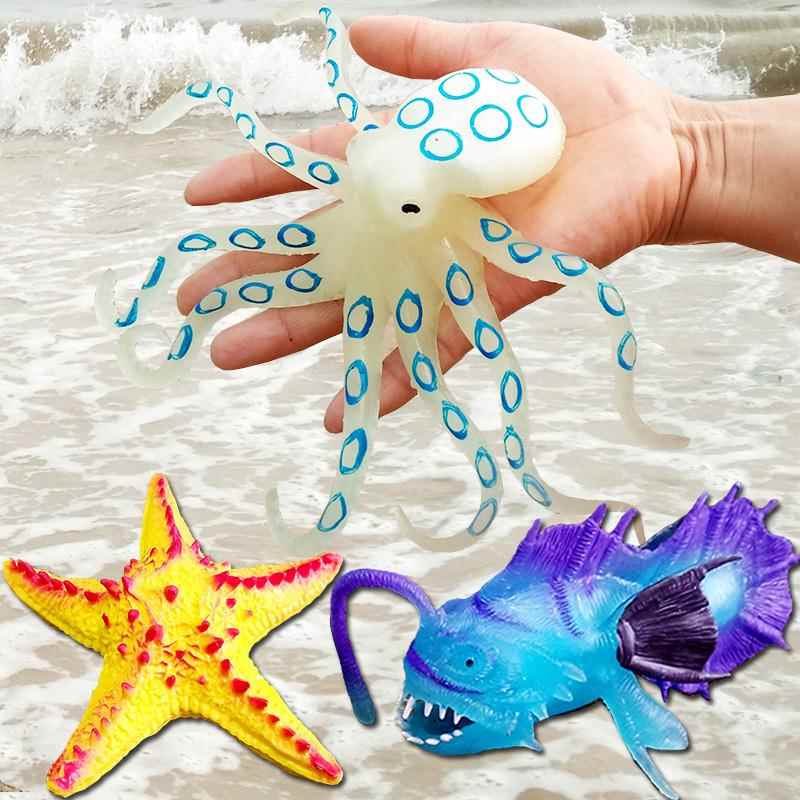 Soft Ocean Animal Models, Luminous Octopus Dolls, Pufferfish, Starfish, Sharks, Monkfish, Children's Toys