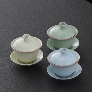 ເຕົາເຜົາ ru kiln ກວມເອົາຊາສາມາດປູກຊາແລະກະກຽມຊາມ ge kiln ceramic kung fu ຊຸດຊາທີ່ມີຝາເຮືອນ sancai covered ໂຖປັດສະວະອຸປະກອນ brewing ຊາ