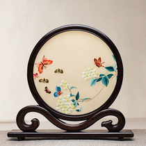 Su embroidery double-sided embroidery pure hand embroidery table screen Butterfly Love Flower new Chinese style home decoration ornaments gifts