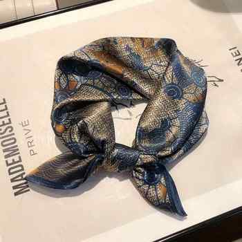 Easiest for Match Blue Silk Scarf 100% Mulberry Silk Small Square Scarf Spring & Fall Korean High-End Gift Small Scarf to Protect the Cervical Spine