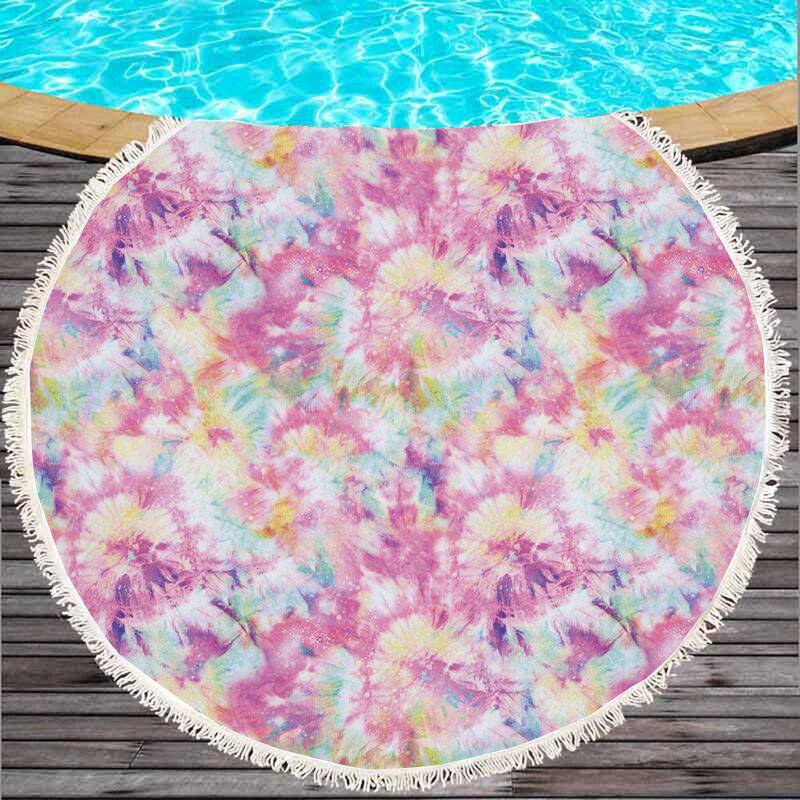 Rendered Design Microfiber Tassel Round Towel with Pattern, Picnic Mat with Digital Printing, Customizable with Logo, Round Beach Towel Rendered Design Microfiber Tassel Round Towel with Pattern, Picnic Mat with Digital Printing, Customizable with Logo, Round Beach Towel
