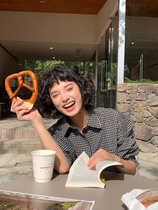 NEIHE Neihe 2024 spring clothes womens minimalist retro plaid shirt womens long-sleeved womens shirt K025