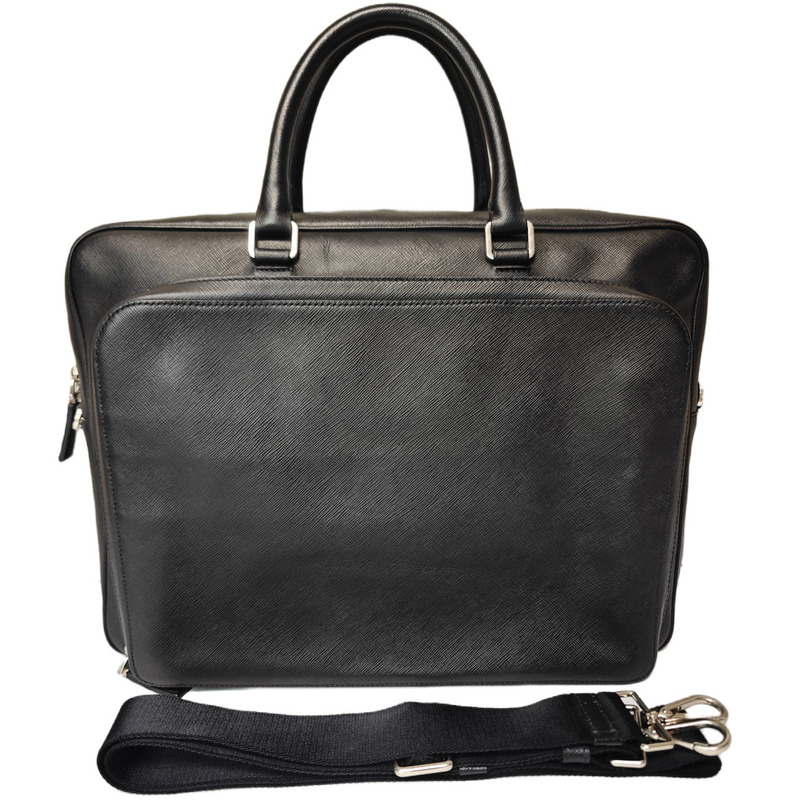 95% New Prada Black Triangular Logo Leather Business Briefcase Men's Bag Original Price 31,000 Genuine Product