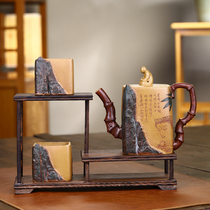 景舟传人正高级吴老师清峻不阿套组段泥400cc宜兴原矿紫砂壶茶具z