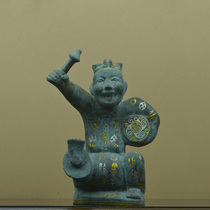 XH0955 old collection of bronze drummer ornaments