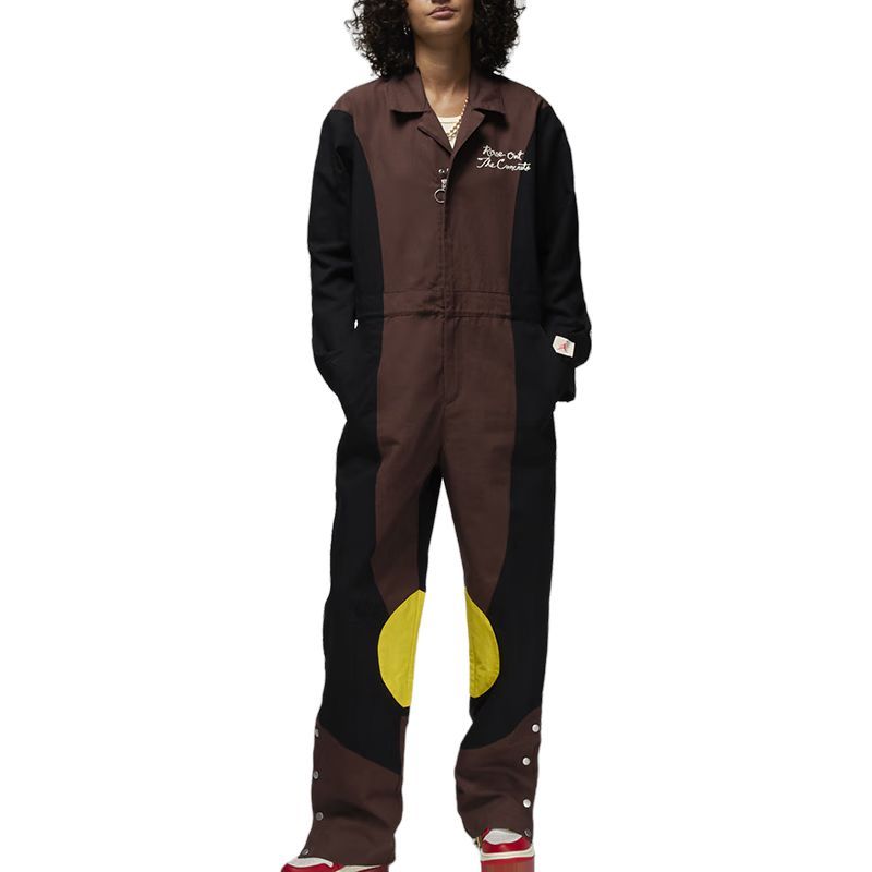 Jordan Teyana Taylor SS23 玫瑰图案刺绣拼色长袖连体裤 女款