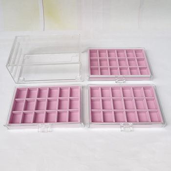 54 grid dustproof transparent 3-layer drawer i desktop classification and sorting plush storage box