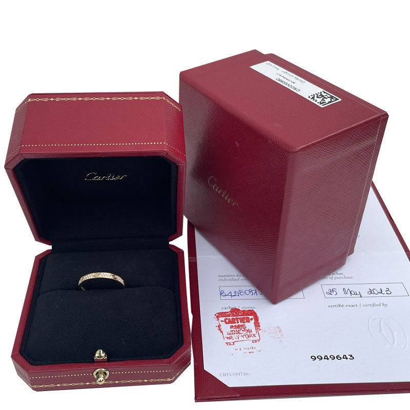 【99% New】Cartier Cartier 18K Gold Vintage Narrow Band Full Diamond Starry Sky Ring Size 57 Genuine Store Product