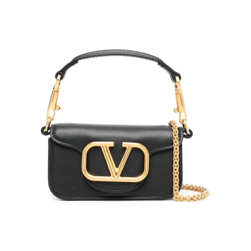 Unused Valentino/Valentino Locò Gold Vlogo Cowhide Black Women's Mini Handbag Unused Valentino/Valentino Locò Gold Vlogo Cowhide Black Women's Mini Handbag