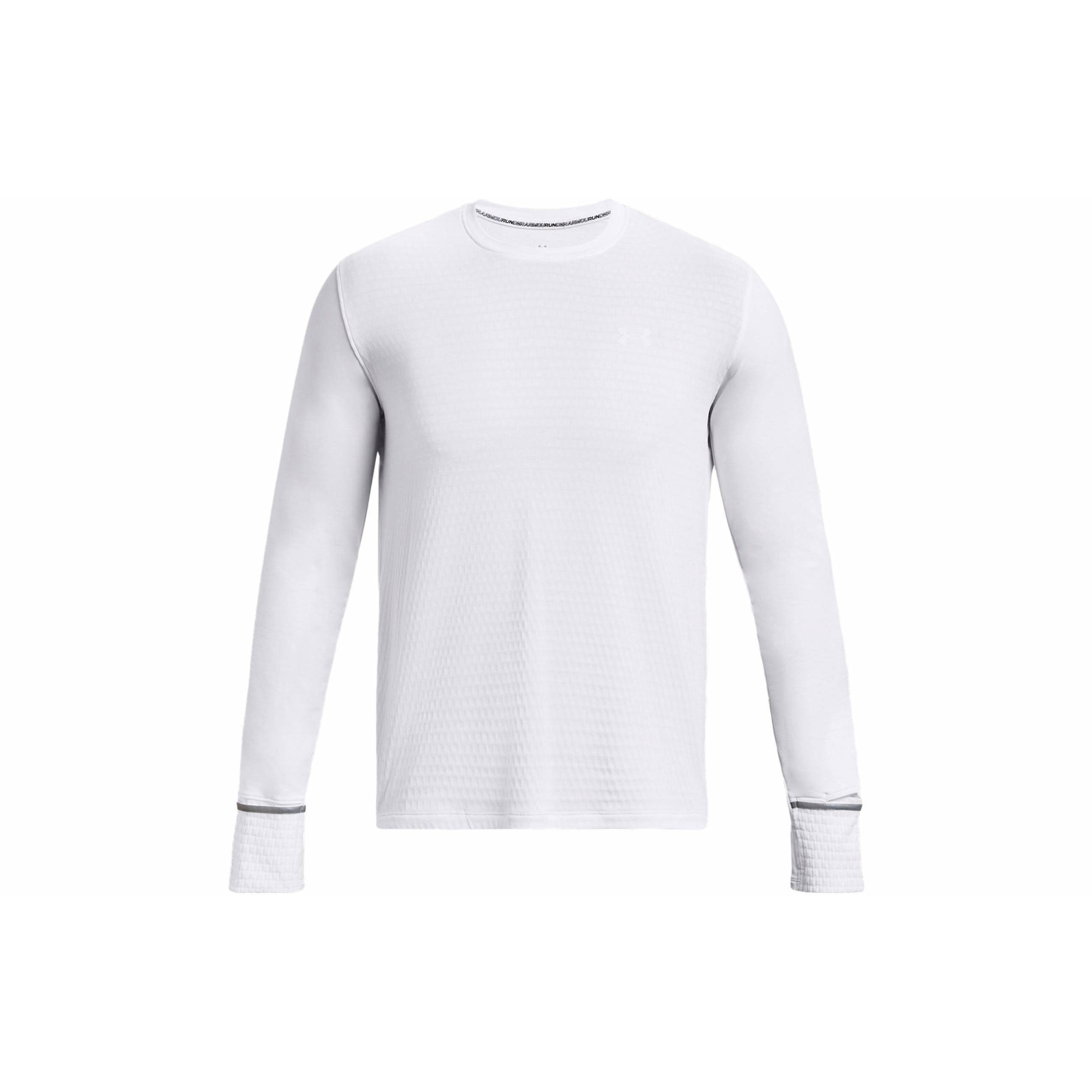 Under Armour Qualifier 纯色抓绒保暖圆领套头长袖T恤 男款 白色