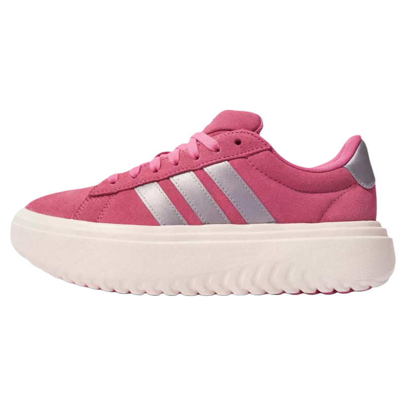 【CUS】 adidas 生活休闲鞋 低帮 粉色 女 织物 系带 厚底