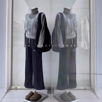 High-end gray round neck twist knitted vest for women spring and autumn soft and waxy short style inner sweater vest sleeveless top