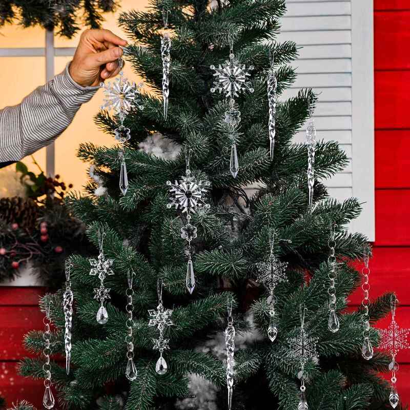 New Acrylic Snowflake Ice Bar Hanging Decoration Set Christmas Transparent Ice Cone Pendant Christmas Tree Decoration Hanging Ornament