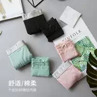 2018 cặp đôi mới đồ lót set đồ cotton bên phụ nữ tóm tắt quần cotton nam boxer đồ lót ibasic