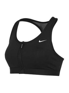 Nike SWOOSH 纯色中强度支撑速干衬垫前拉链运动内衣 女款 黑色