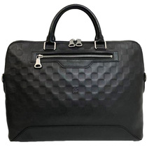 9 5 new]Louis Vuitton LV black checkerboard leather portable briefcase mens bag
