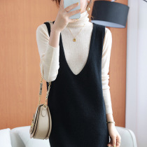 Early autumn vest skirt A-line dress womens V-neck loose outer mid-length camisole sweater skirt trend