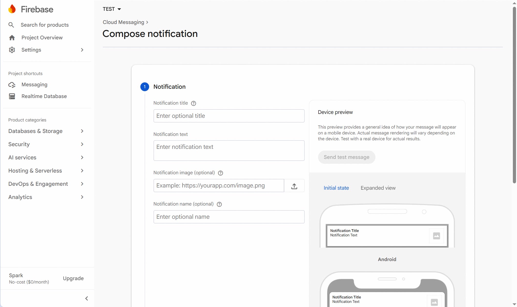 Send a test notification