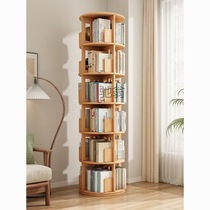 All solid wood rotating bookshelf 60 degree bookcase round storage home living room movable childrens floor storage