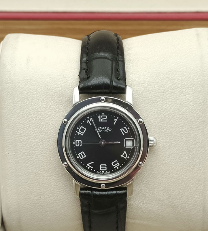 98% New Hermès Second-Hand Watch, Quartz, 24mm, Genuine Leather Strap, Women's Watch