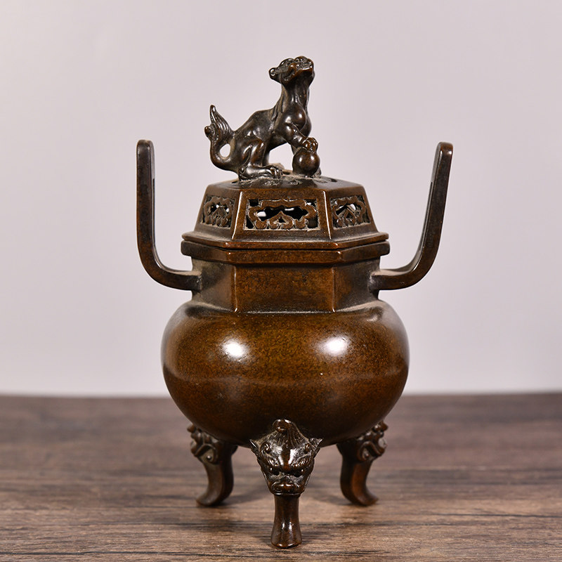 Pure copper censer dedicated to household new Chinese style ornaments collection bronze master Daming Lion Stove