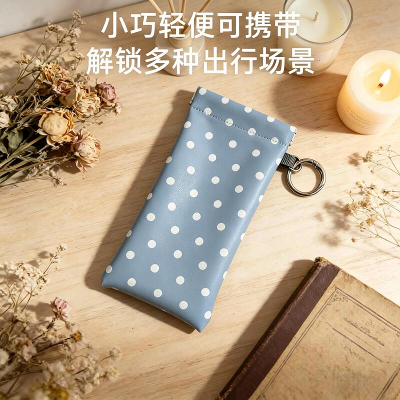 Polka Dot Mirror-Patterned Eyeglass Case with Elastic Band, Hangable Storage Pouch, Portable Eyeglass Bag, Automatic Closure Card Holder, Sunglasses Pouch Polka Dot Mirror-Patterned Eyeglass Case with Elastic Band, Hangable Storage Pouch, Portable Eyeglass Bag, Automatic Closure Card Holder, Sunglasses Pouch