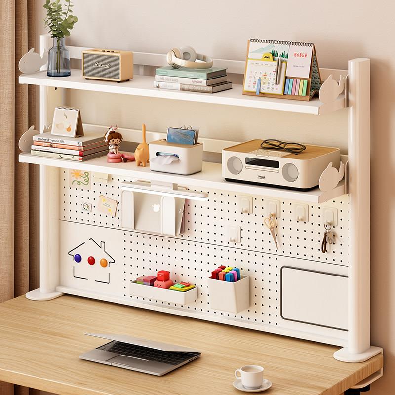 Desktop hole board full iron bookshelf children's study table storage dormitory office computer table multi-layer storage rack