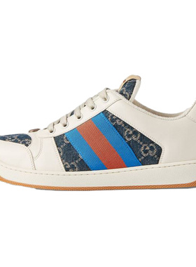 GUCCI古驰 Screener denim系列 gg珐琅 时尚板鞋 男款 白蓝