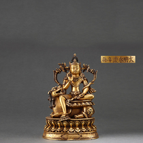 C2877 Ming Dynasty Yongle period gilt bronze statue of Guanyin seated with a roaring lion
