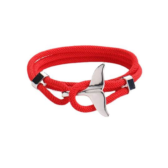 Whale Tail Bracelet for Men, Anchor Navy Bracelet for Women, ins Niche Design Braided Rope, Trendy Red Rope for Men, Simple Couple Bracelet