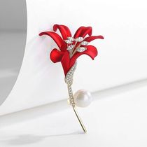 Red rose brooch high-end womens new style niche personality small fragrance style corsage suit accessories