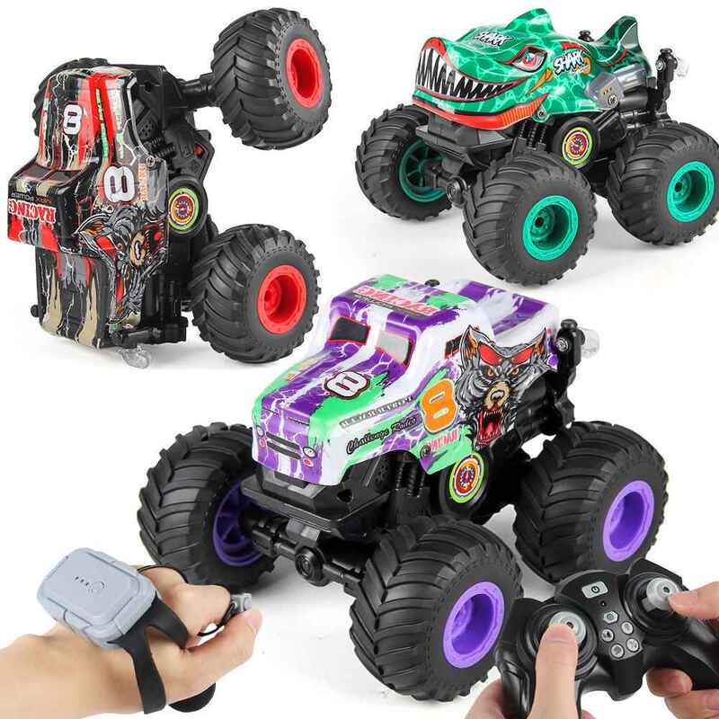 Cross-Border Best-Selling Children's Shark Stunt Car 2.4g Four-Wheel Drive 360-Degree Rotating Light-Up Big-Wheel Climbing Toy Car Cross-Border Best-Selling Children's Shark Stunt Car 2.4g Four-Wheel Drive 360-Degree Rotating Light-Up Big-Wheel Climbing Toy Car