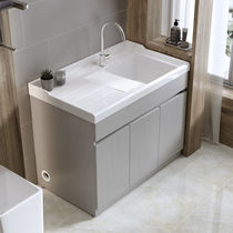 Balcony stainless steel sink integrated laundry with washboard microcrystalline stone home bathroom bathroom cabinet combination floor-standing