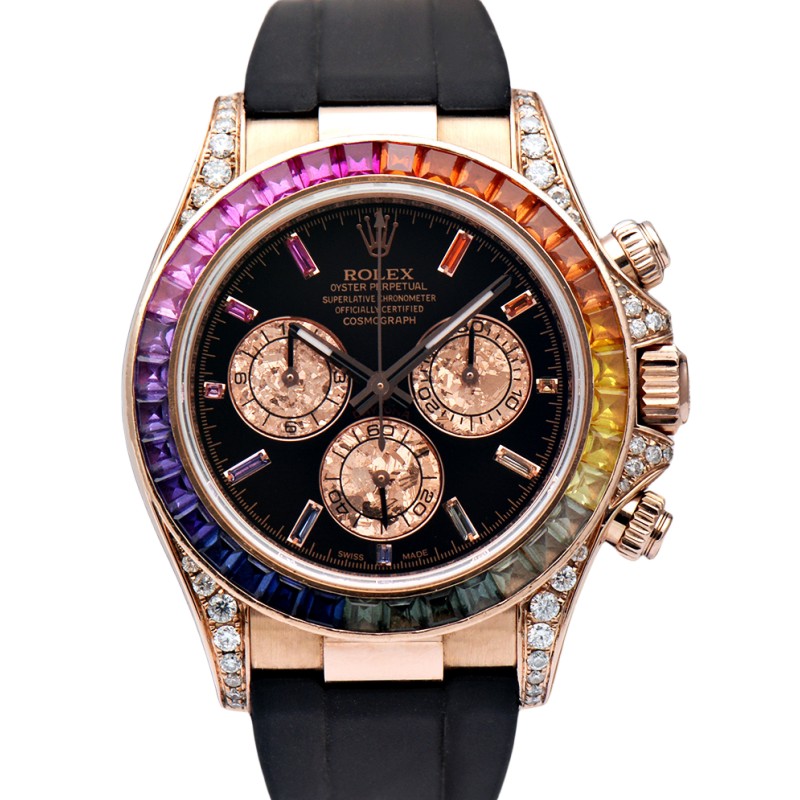 Buy Now [9.8 New] Rolex Daytona Rose Gold with Rainbow Bezel 116515 Automatic Mechanical Men's Watch