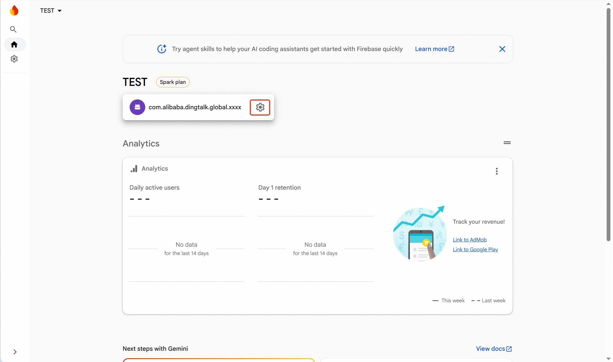 Project settings, Service accounts, Generate new private key