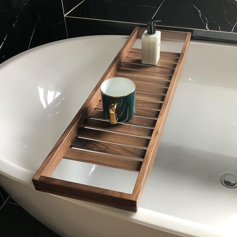 G5U Solid Wood Bathtub Rack Walnut Bath Wood 204 Storage Rack Hotel Homestay Bathroom Storage Shelf Balcony Bath Rack
