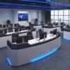 Paint command center console security monitoring room multimedia console workbench curved dispatching table