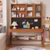 Solid wood children's study table desk bookshelf integrated student desk home simple writing desk hole board computer desk