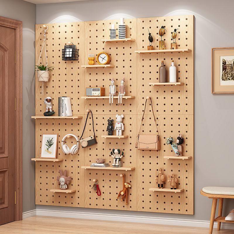 Hole board solid wood customizable entrance porch storage rack desk background wall decorative hanging display rack