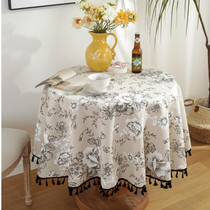 Amazons hot-selling European-style retro cotton and linen tassel round tablecloth Fengxiao round tablecloth manufacturer