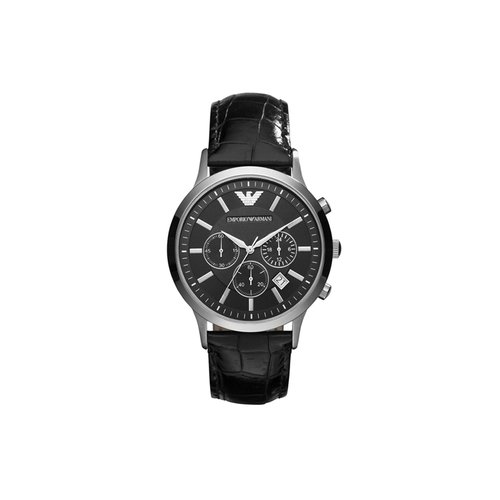 ARMANI 阿玛尼黑武士三眼计时日历商务休闲皮带欧美手表男表