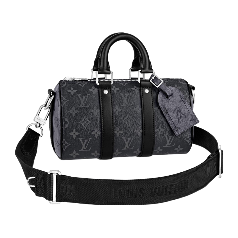 Louis Vuitton/Louis Vuitton Men's Keepall 25 Gray and Black Monogram Canvas Handbag M46271 Louis Vuitton/Louis Vuitton Men's Keepall 25 Gray and Black Monogram Canvas Handbag M46271
