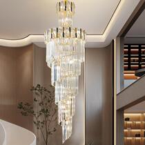 Eurostyle Duplex Stairway Long Chandelia Luxurious Villa Hollow Rotating Chandelia Minimalist Living-room Crystal Chandelia Lampe de lampe